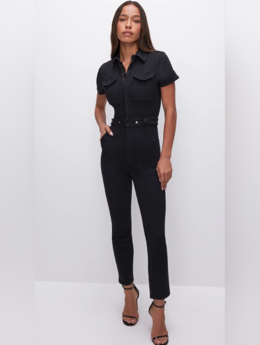 Good American Black Fit for Success Jumpsuit  NWT